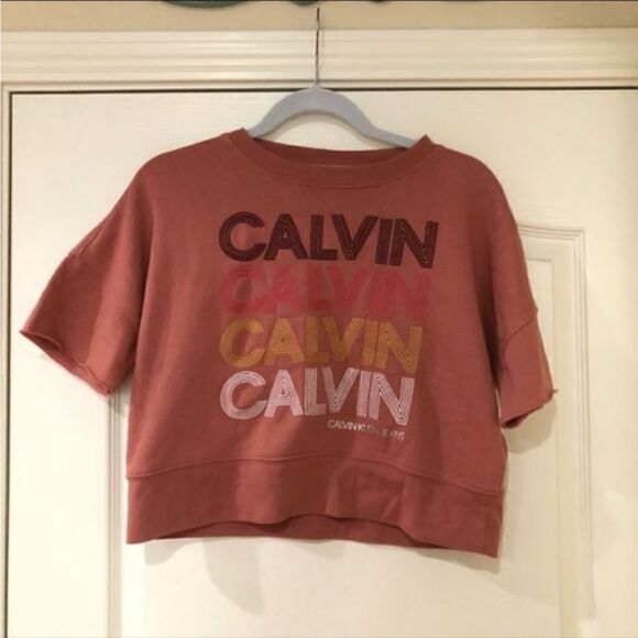 Calvin Klein Embroidered cropped top shirt sleeve size XS - Picture 1 of 5